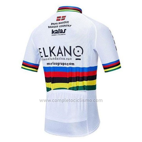 2020 Abbigliamento Ciclismo UCI Mondo Campione Euskadi Murias Bianco Manica Corta e Salopette